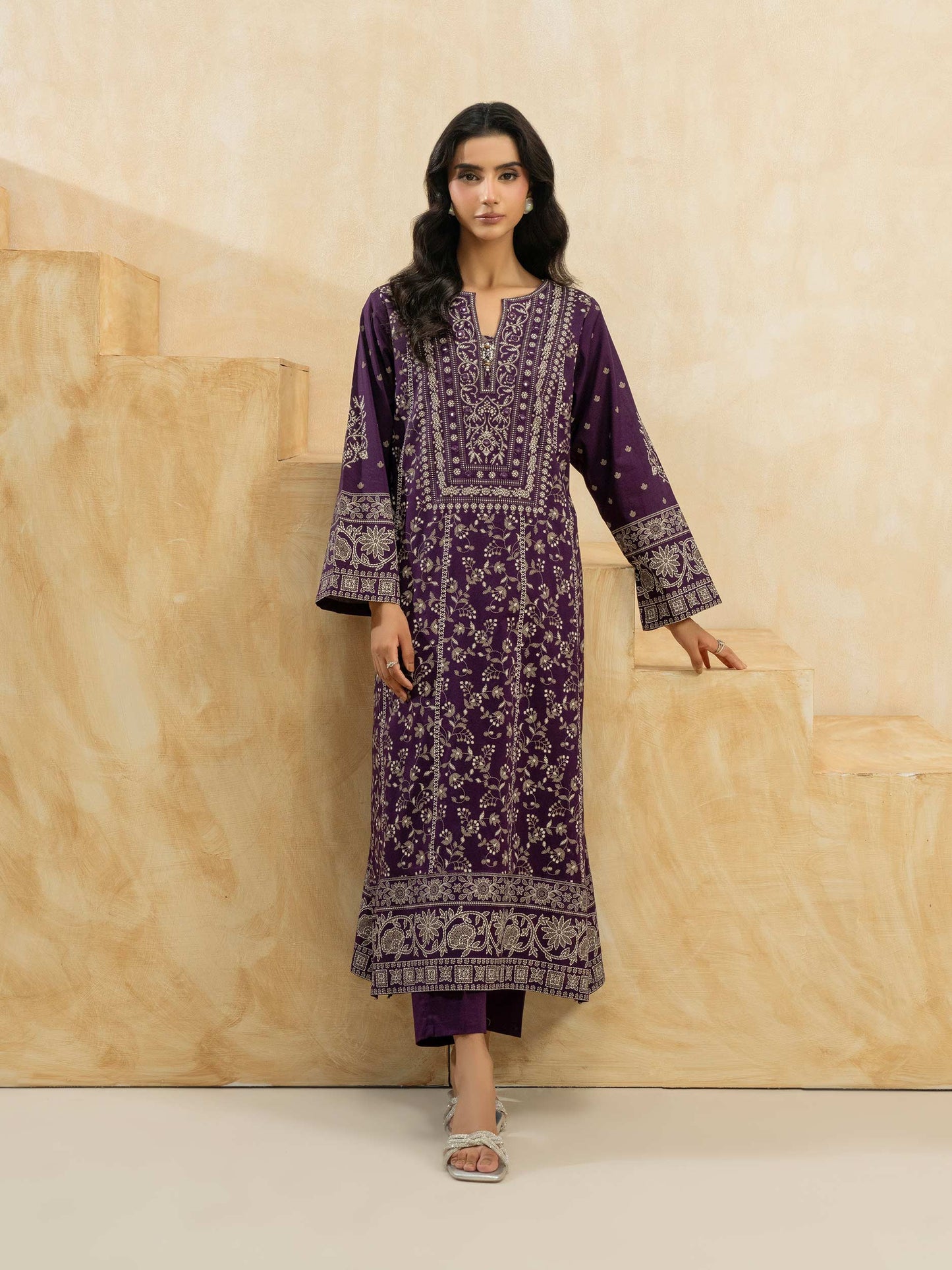 2 Piece Cambric Suit-Embroidered (Stitched)