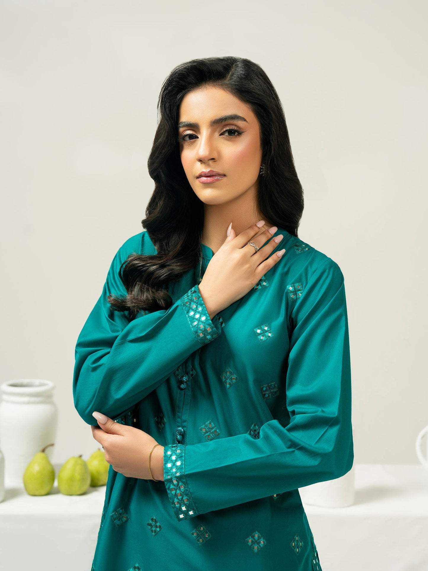 2 Piece Cambric Suit-Embroidered (Stitched)