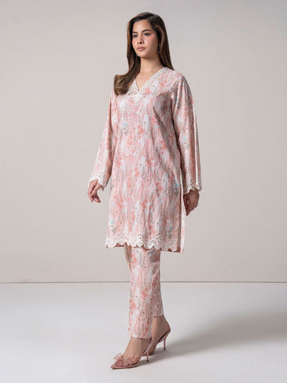 2 Piece Cambric Slub Suit - Embroidered (Stitched)