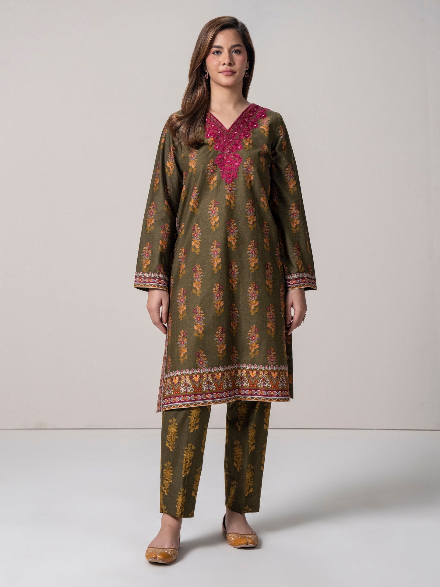 2 Piece Cotton Suit - Embroidered (Stitched)
