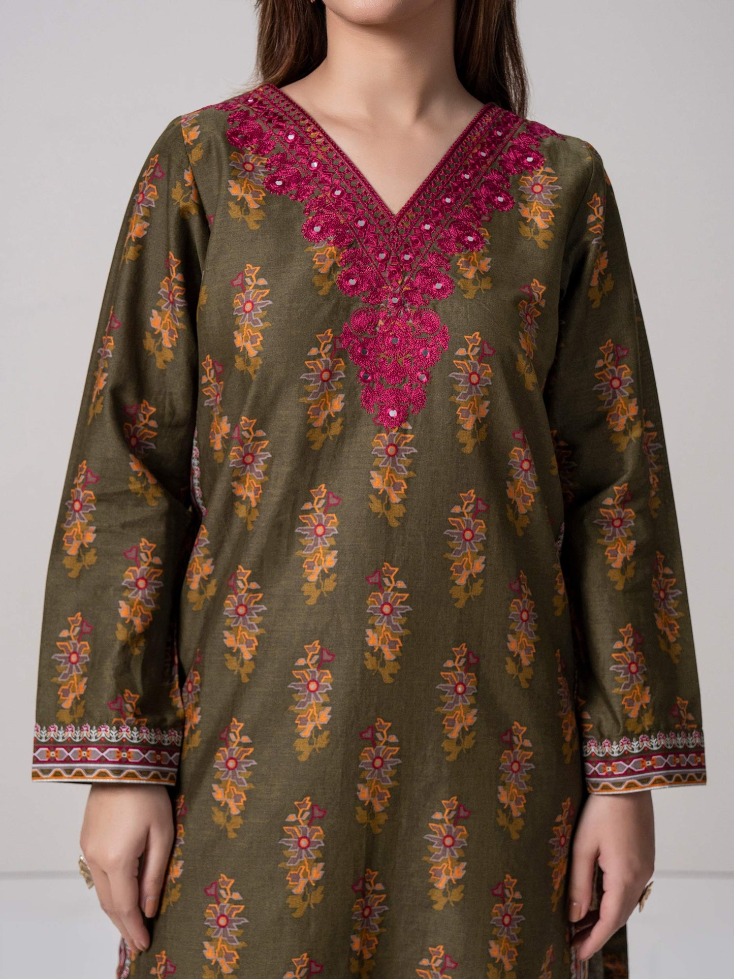 2 Piece Cotton Suit - Embroidered (Stitched)