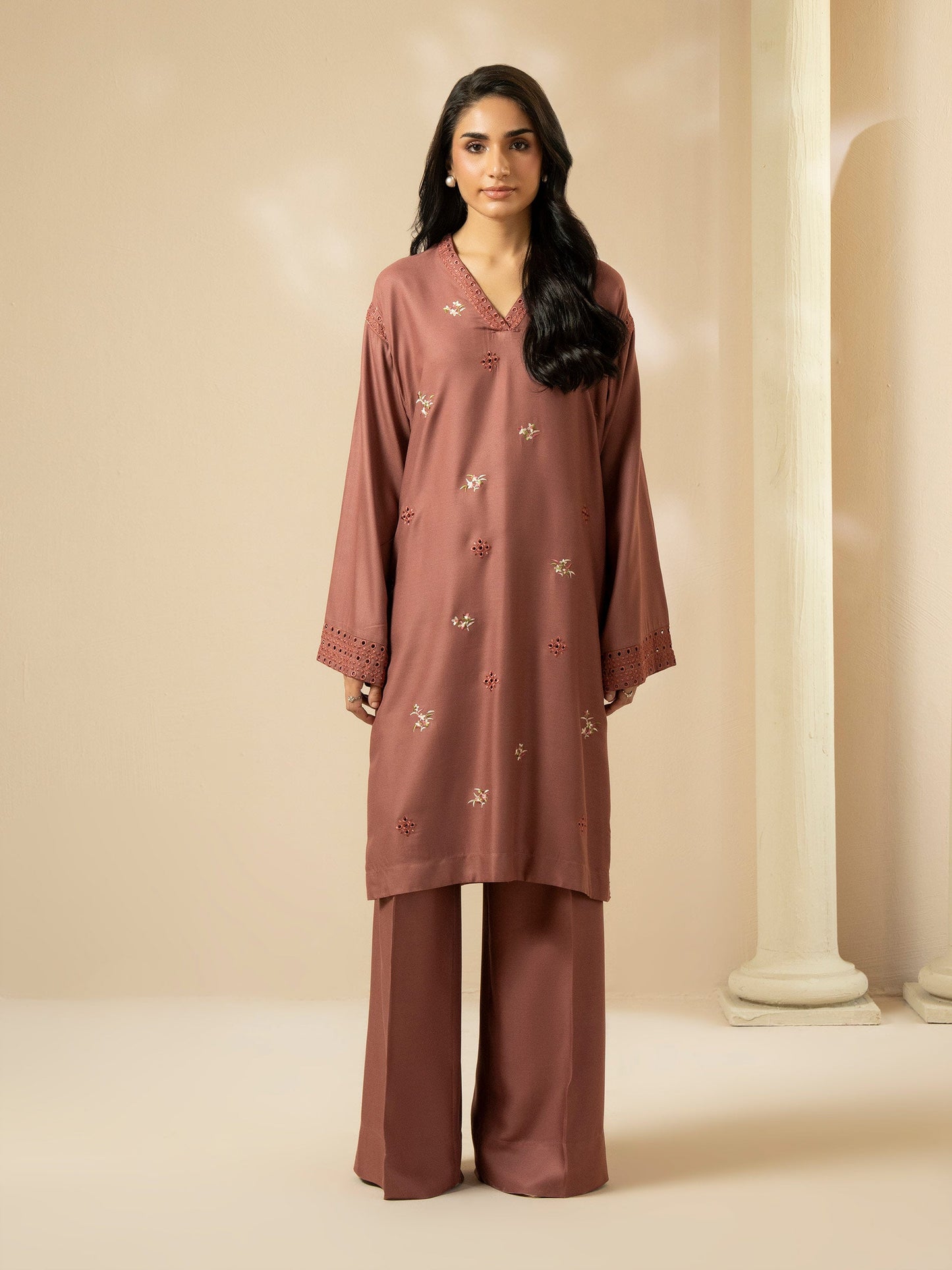 2 Piece Crepe Suit-Embroidered (Stitched)