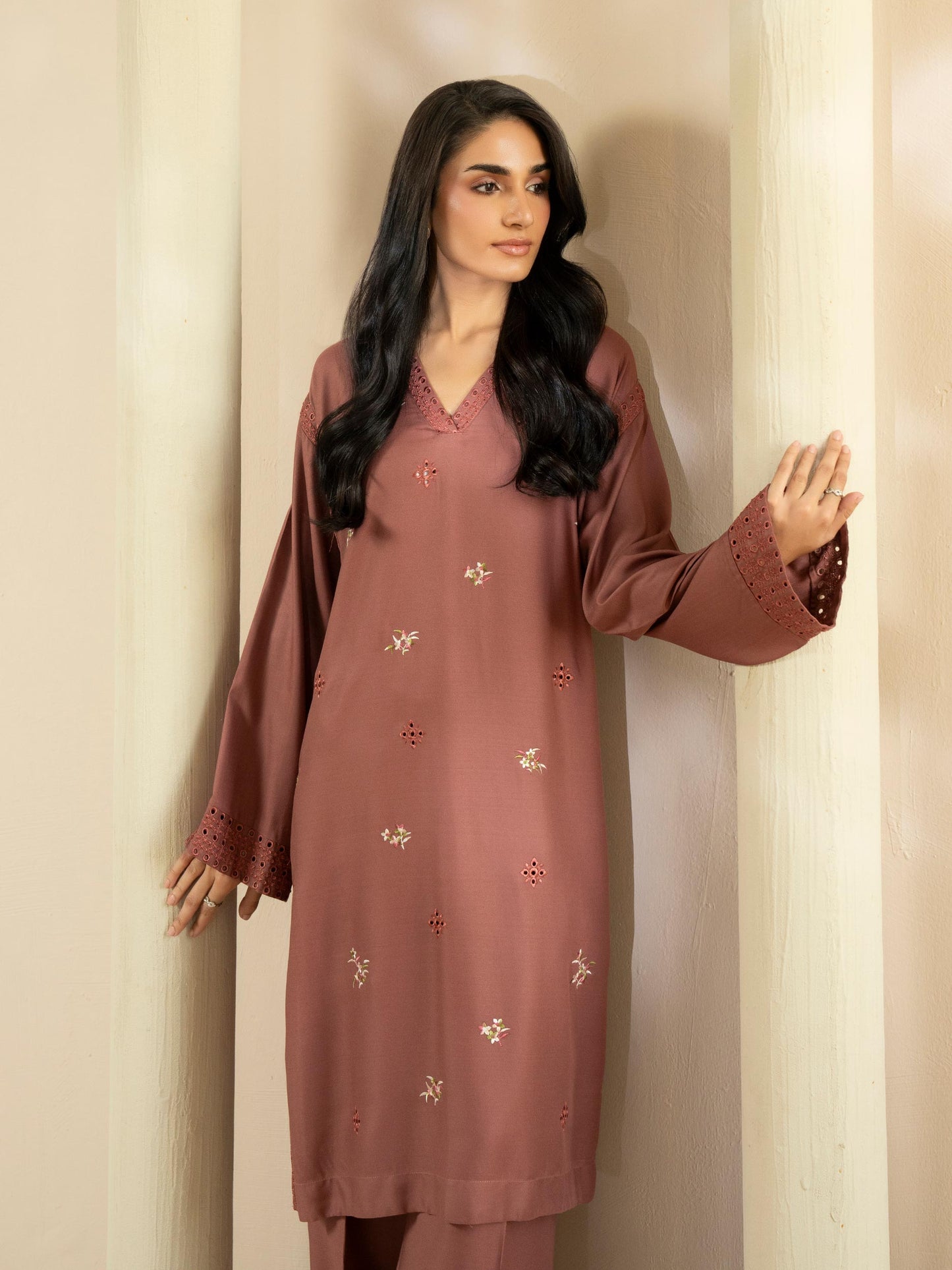 2 Piece Crepe Suit-Embroidered (Stitched)