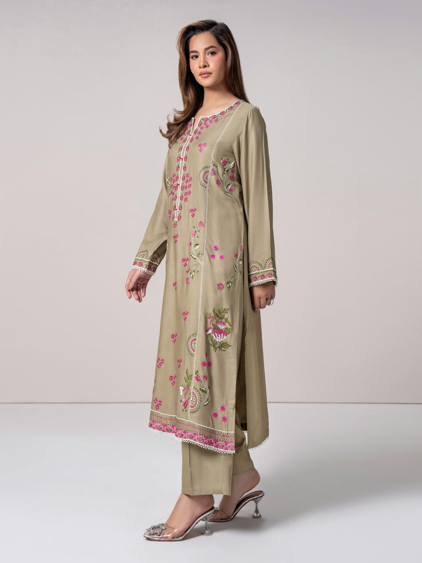 2 Piece Crepe Suit- Embroidered (Stitched)