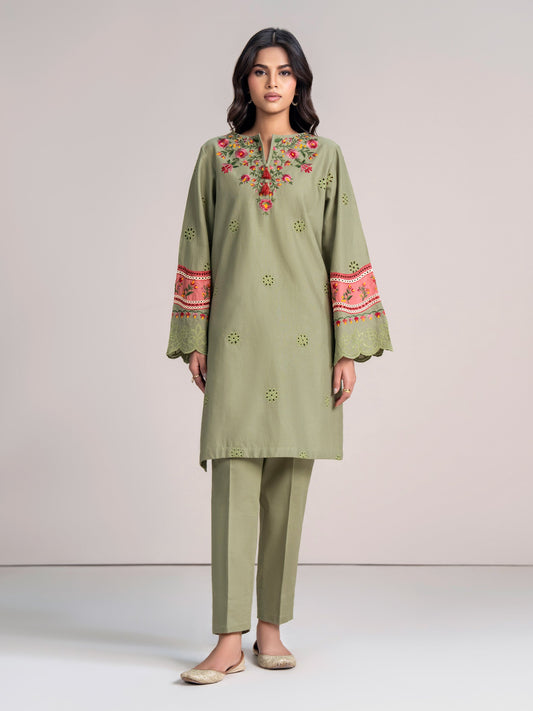 2 Piece Khaddar Suit - Embroidered Pret (Stitched)