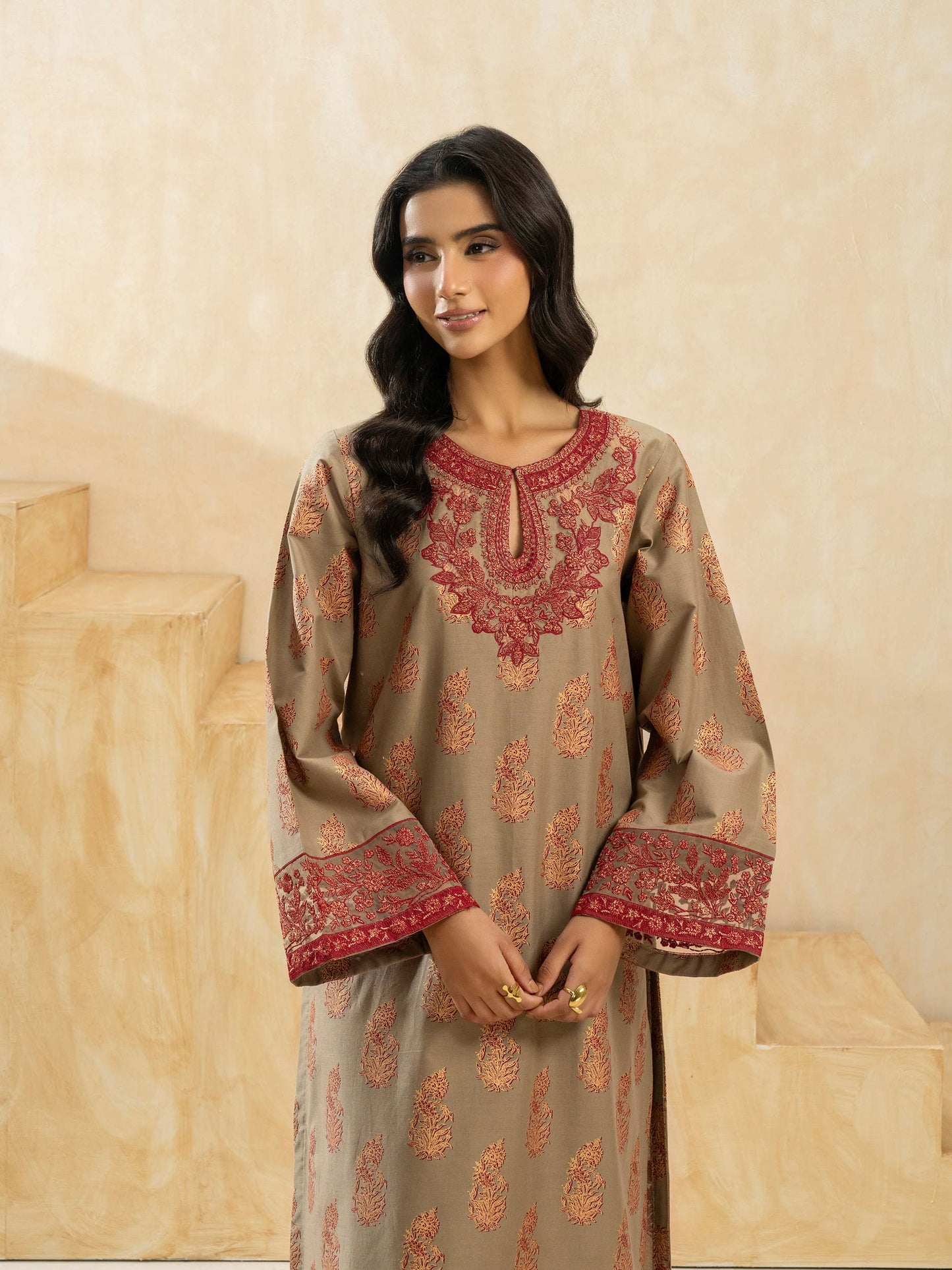 2 Piece Cotton Suit-Embroidered (Stitched)