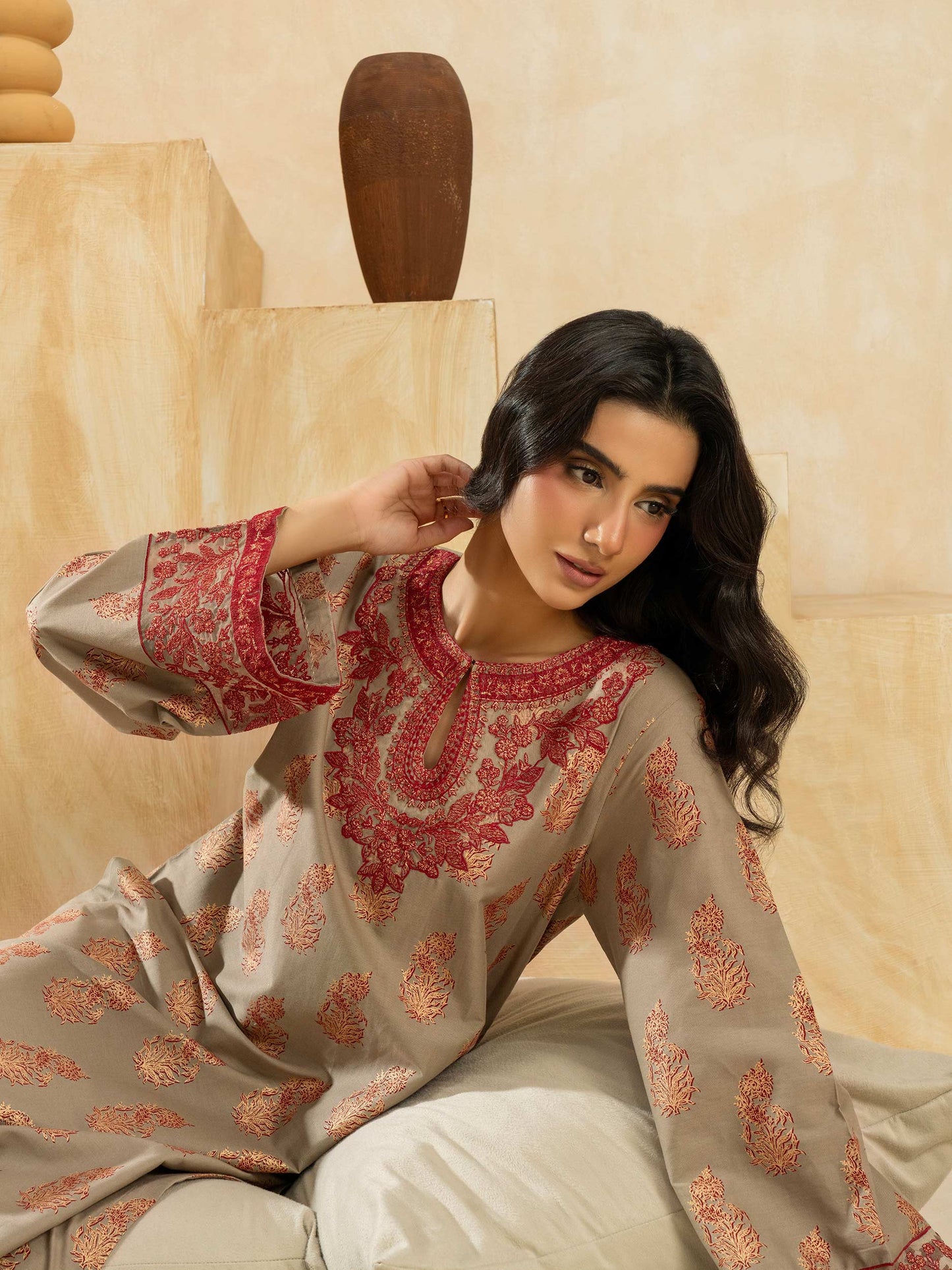 2 Piece Cotton Suit-Embroidered (Stitched)